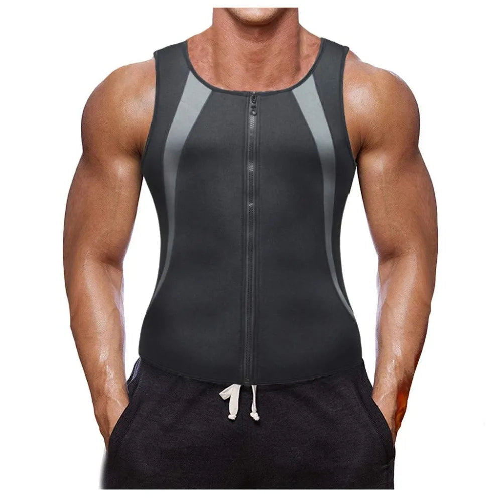 Men Abdomen Reducer Body Shaper Promote Sweat Sauna Vest Fitness Waist Trainer Belly Slimming Shapewear Fat Burner Tank Top