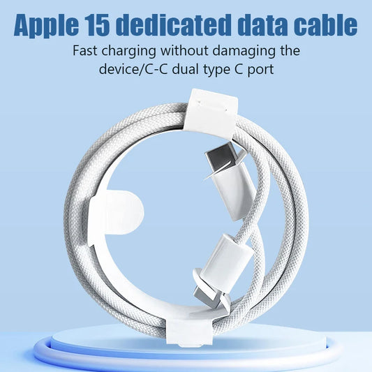 60W USB C to Type C Braided Cable Fast Charge Data Cable For Huawei Samsung Xiaomi Macbook iPhone 15 Data Line Type C To Type C