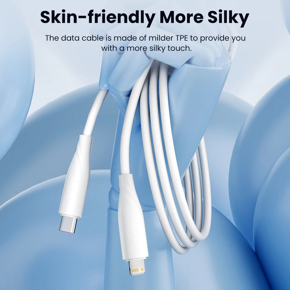 Toocki PD 20W Cable For iPhone 14 13 12 11 Pro Max 8 7 Plus Macbook 2.4A Fast Charging USB C To Lighting Cable Data Wire 1M 2M