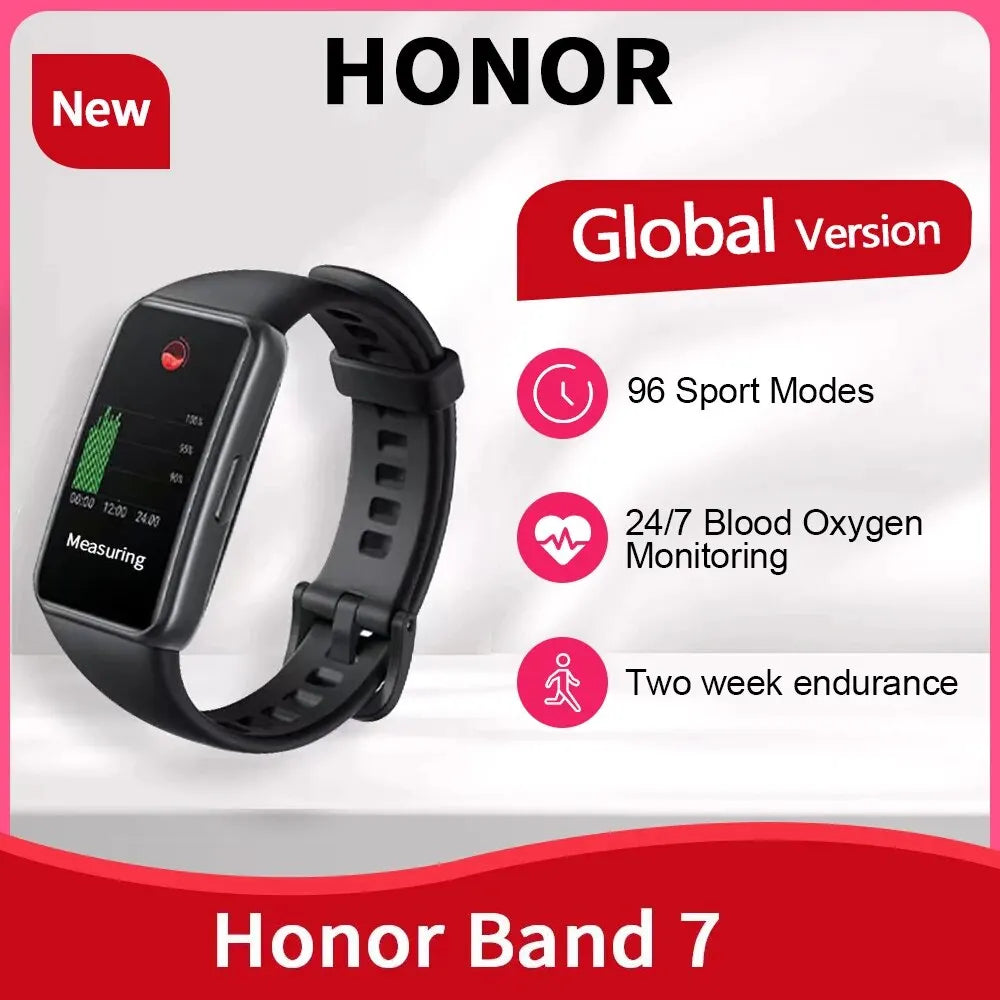 Honor Band 7 Smart Band Bracelet 7 1.47'' AMOLED Screen 5ATM Blood Oxygen Heart Rate Monitoring Smartband 2 Weeks Battery Life