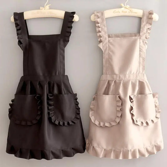 1Pcs Cute Korean Style Apron Female Nail Shop Kitchen Coffee Overalls Home Cooking Cleaning Sleeveless Apron