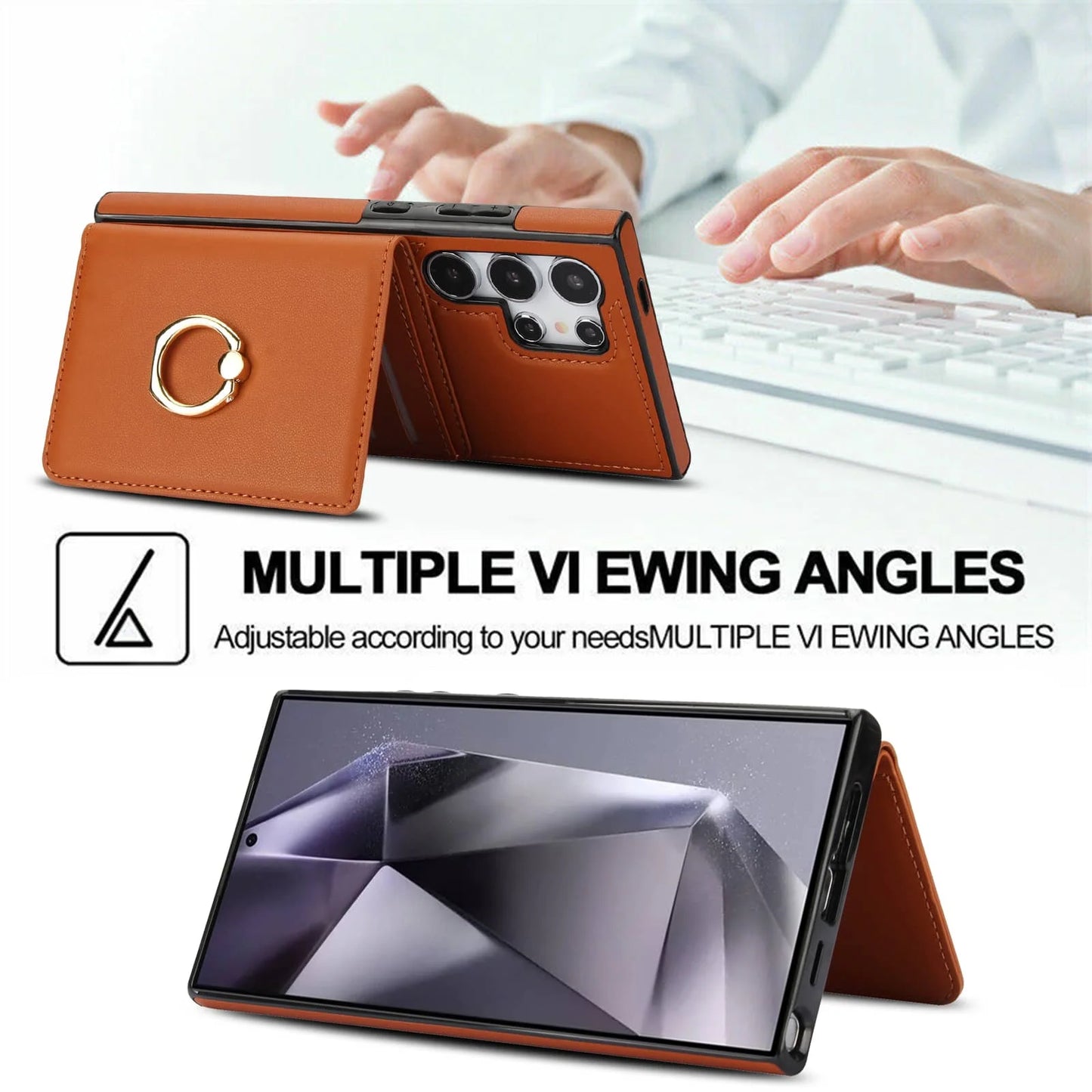 Wallet Case with Card Holder, 360° Rotation Ring Kickstand Magnetic Clasp for Samsung Galaxy S25 S24/S23/S22/S21 Ultra/Note 20