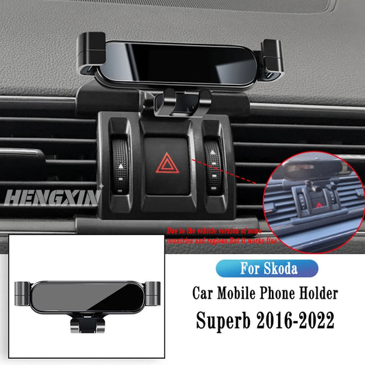 Car Phone Holder For Skoda Superb 2016-2022 Gravity Navigation Bracket GPS Stand Air Outlet Clip Rotatable Support Accessories
