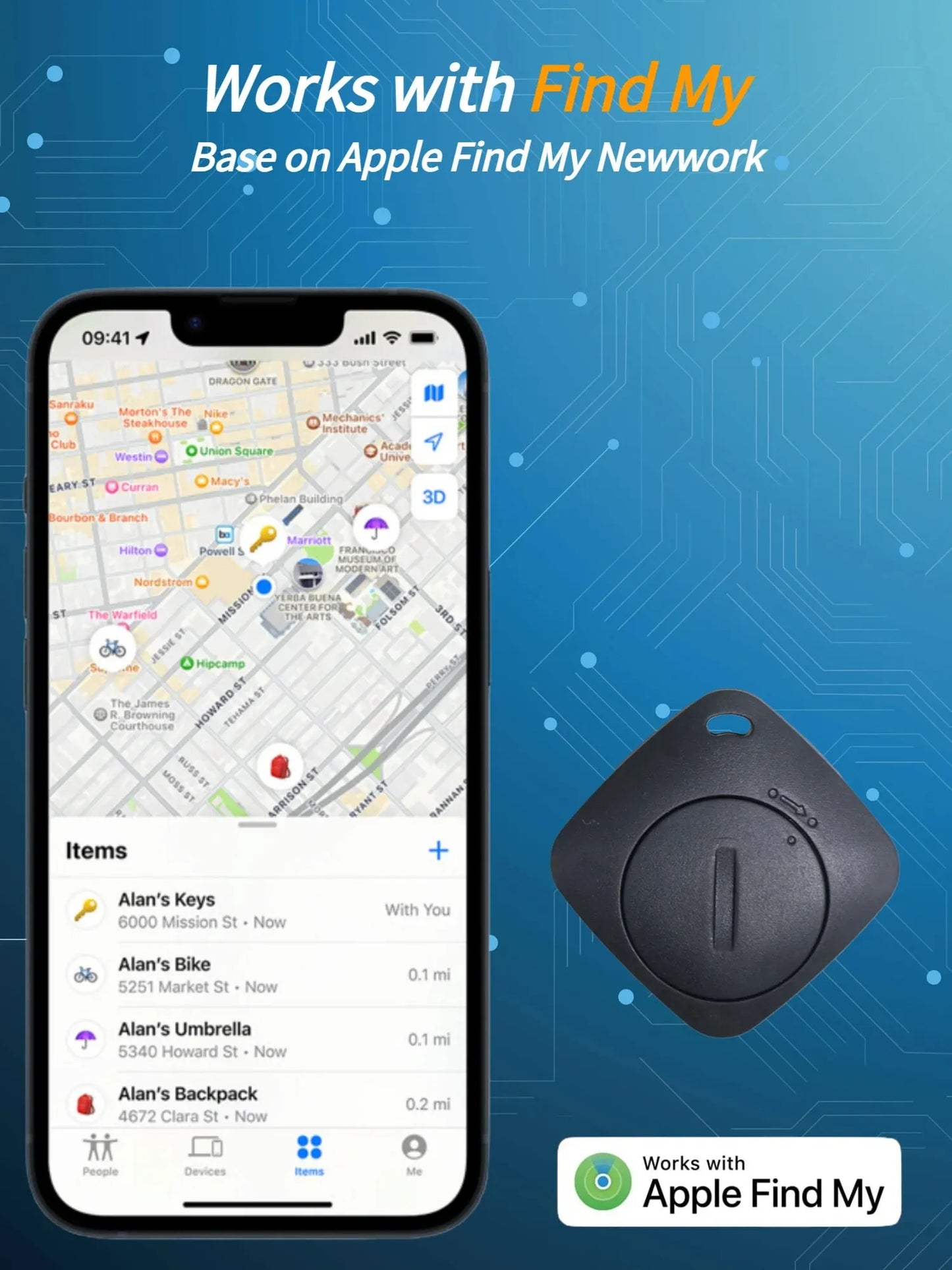 Smart GPS Tracker Bluetooth Mini Locator with Apple Find My APP Anti Lost Reminder Device Positioner MFI Rated Car Key Pet Kids