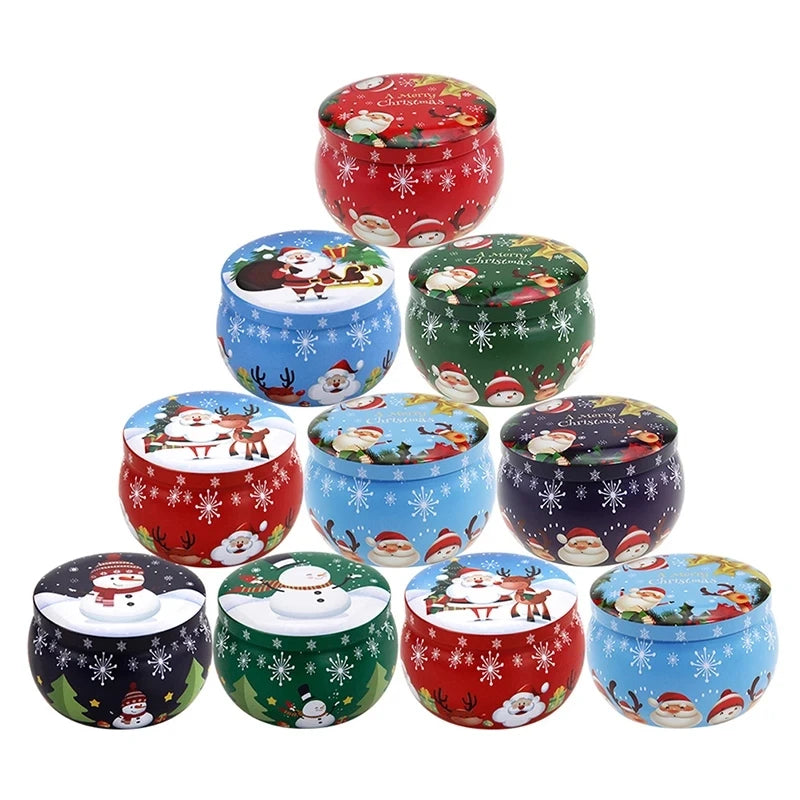 New Portable Travel Christmas Aromatherapy Candle Jar DIY Christmas Scented Candle Tin Jar Empty Box New Year Gift Box