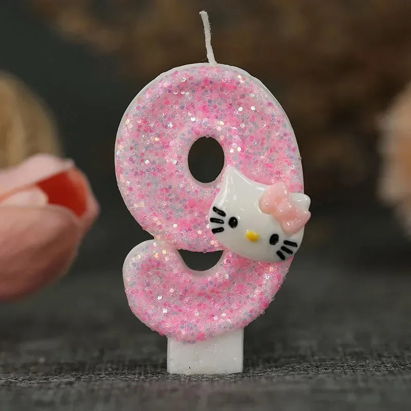 Kawaii Hello Kitty Number Birthday Candle Sanrio Kitty Cat Digital Candles Birthday Cake Decoration Anniversary Party Candles
