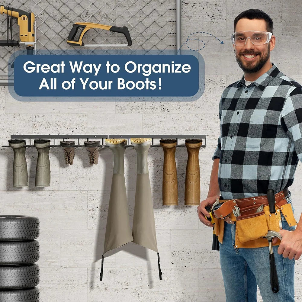 1pcs Boot Rack Hanger Wall Mounted- (4 Pair) Sturdy Metal Boot Organizer, Tall Shoe Holder for Closet, Entryway, Indoor, Garage
