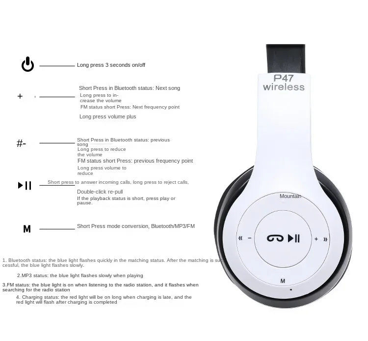 Bluetooth 5.0 Wireless Headphone Foldable HIFI Stereo Bass Earphone Kid Girl Helmet Gift With Mic USB Adaptor For iPhone TV Game