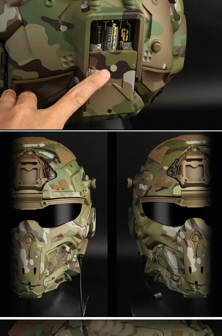 Tactical Assault Helmet with Fans and Headphone For Hunting Motorcycle Cosplay Protective Gear Full Covered Mask Fast Helmet