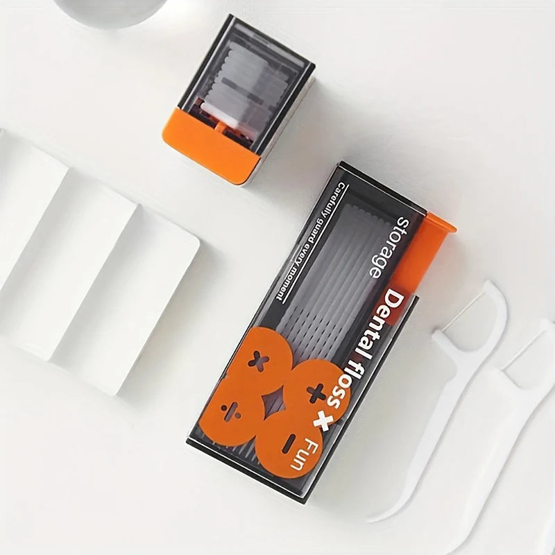 Mecha Wind Mirror Portable Floss Box Auto Pop Up 10pcs Mini Transparent Floss Stick Storage Box Oral Care Floss Organiser
