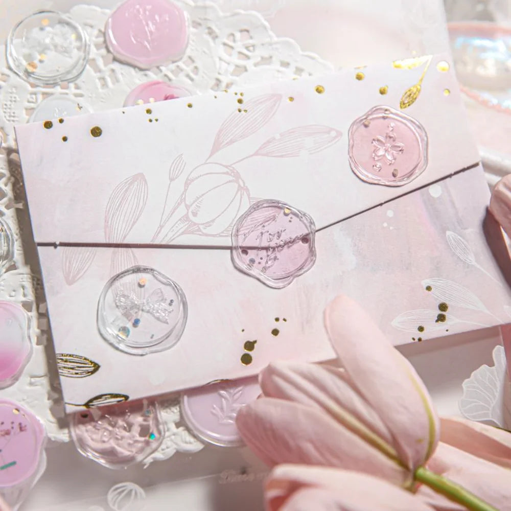 Mr.Paper 4 Style Fire Paint Seal Drip Glue Stickers Good-Looking Envelopes Sealing Paste Handbook Decoration Sticker Stationery