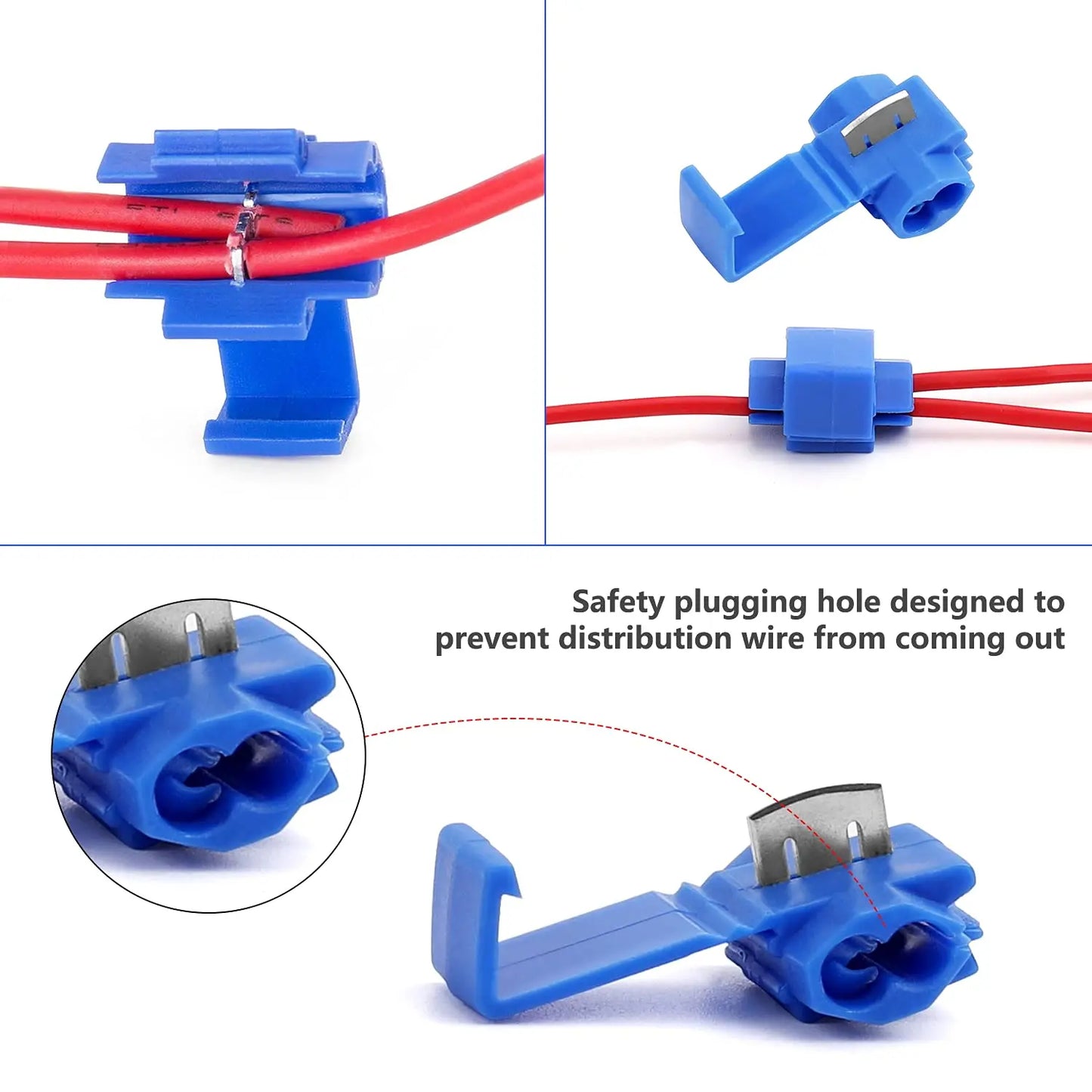 50pcs Wire Cable Connectors Scotch Lock Electric Quick Splice Terminals Crimp Non Destructive Without Breaking Line AWG 22-18
