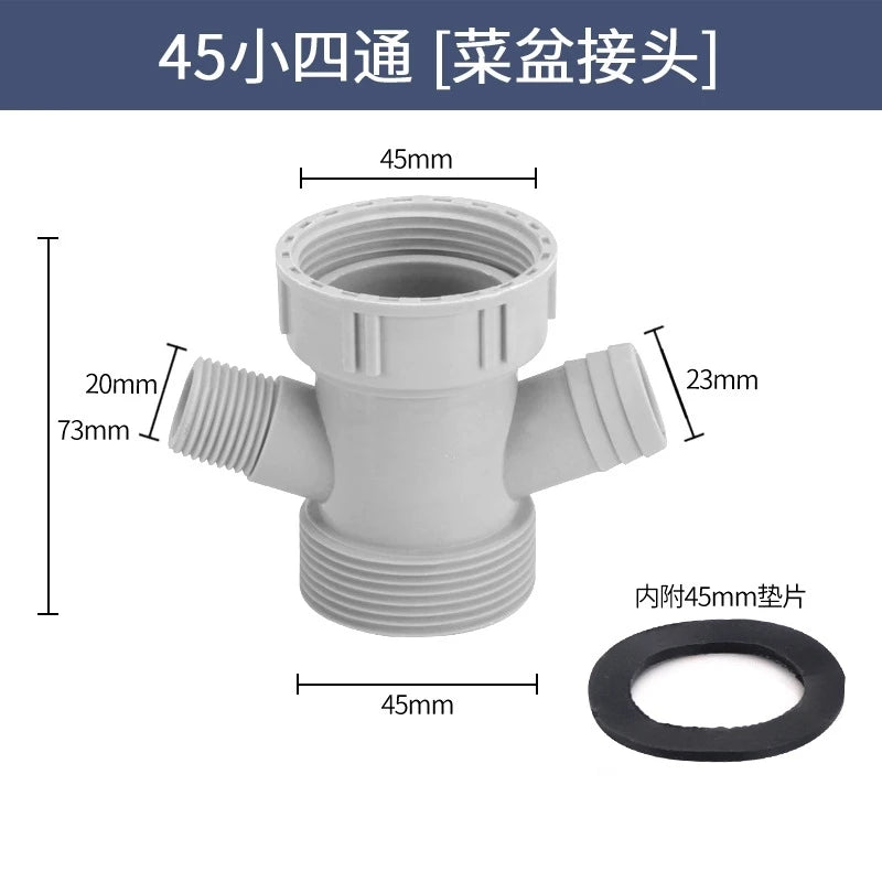 Sink Dish Basin Adapter Overflow Water Drains Pipe Joint Thread Hose Connector for Kitchen Bathroom Downpipe Accessories