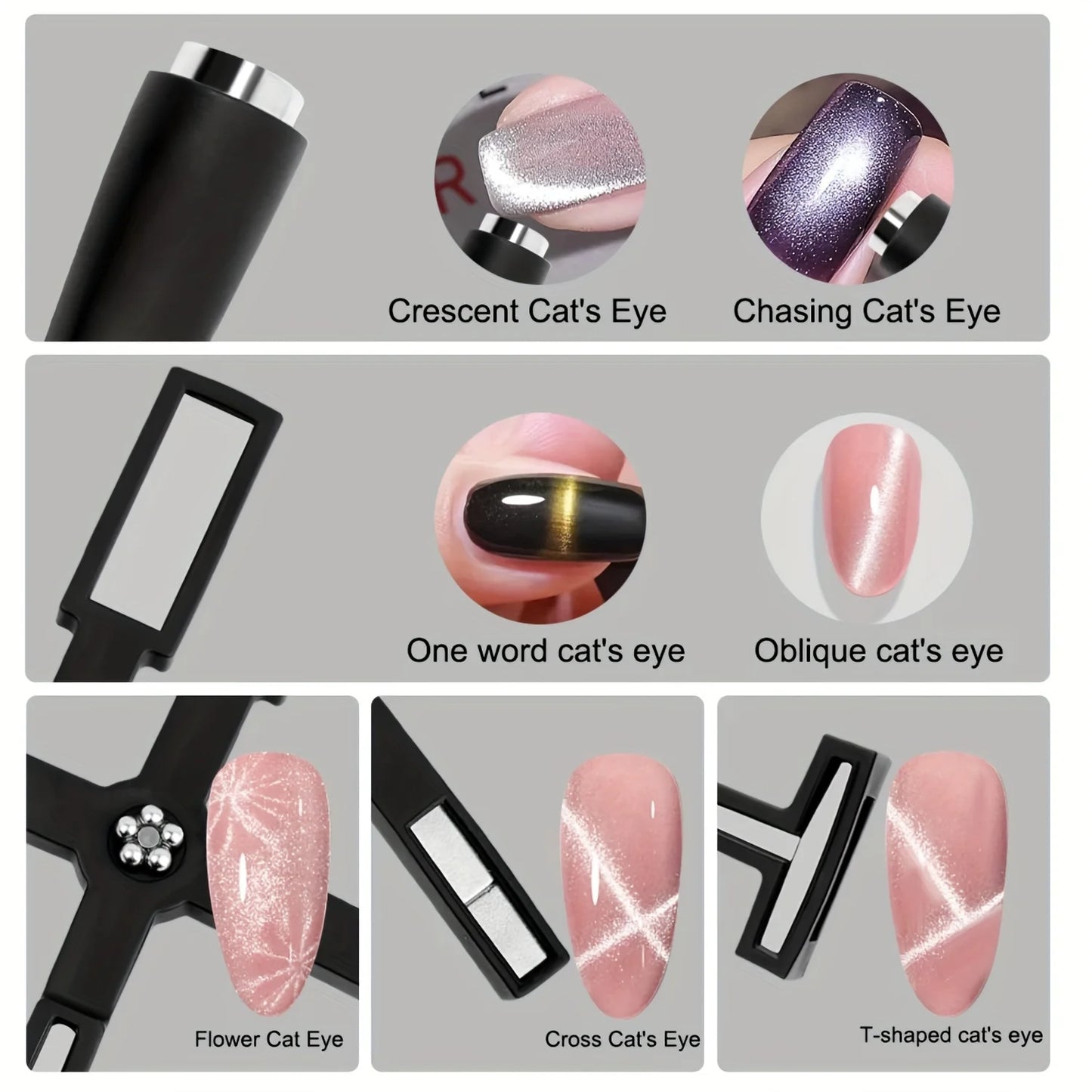 5In1 Cat Eye Magnet Multifunctional Cross Cat Eye Magnet For Nail Art Cat Eye Gel Nail Polish Magnet Strong Nail Design Magnet