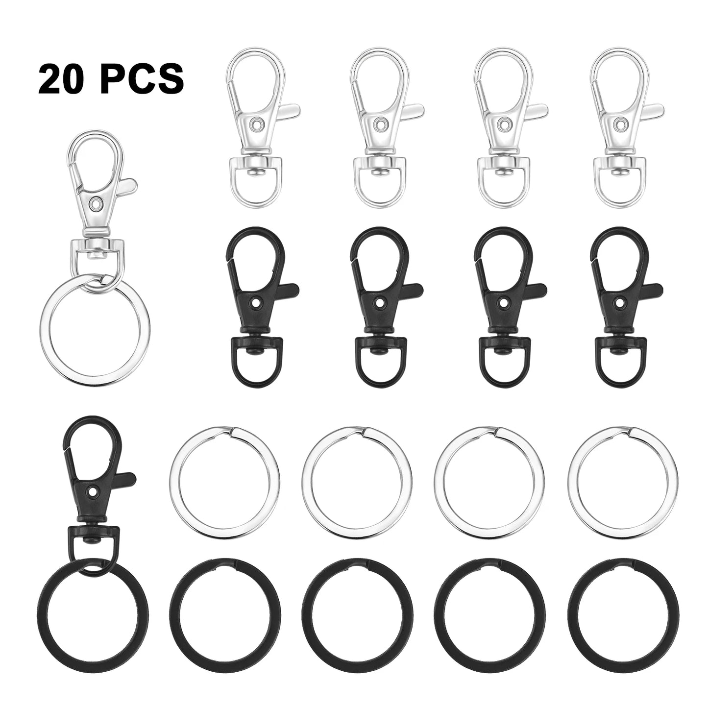 25/40/56PCS Metal Snap Hooks Buckle Belt D Rings Keychain Tri-Glides Slide Center Bar For Bag Strap Belt Key Rings Leather Strap