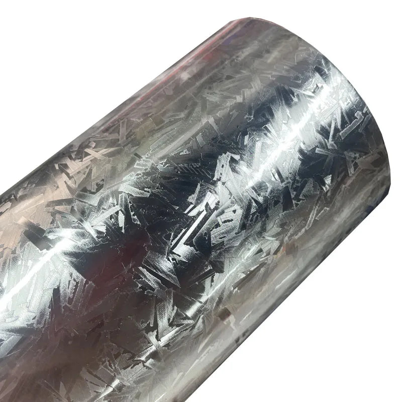 Premium Gloss Chrome Silver Forged Carbon Vinyl Wrap Film with Air Release Self Adhesive Decal Car Wrapping