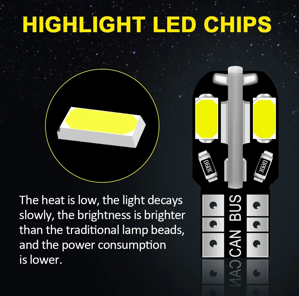 20PCS led Car Interior Bulb T10 White 5730 8SMD LED 12V Car Side Wedge Light White Lamp Auto Bulb Car Style Canbus Error Free