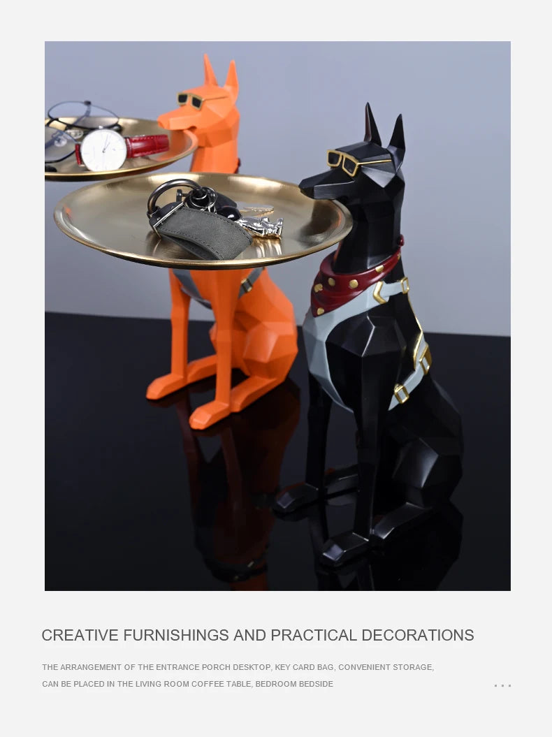 Design Tray dog Statue Butler Tray for Key Box Home Ornaments Animal Figurines Office Decoration Resin dog Sculpture decor Rooms
