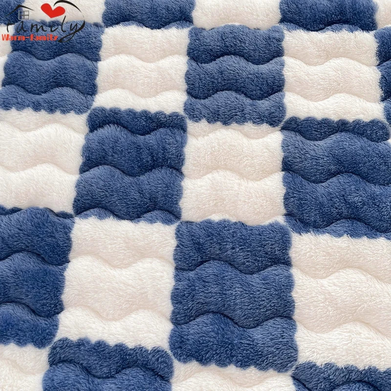 Arctic Velvet Mattress Cover Pad Checkerboard Series Soybean Antibacterial Cotton Fitted Sheet Double Bed Dust Mite Queen Size