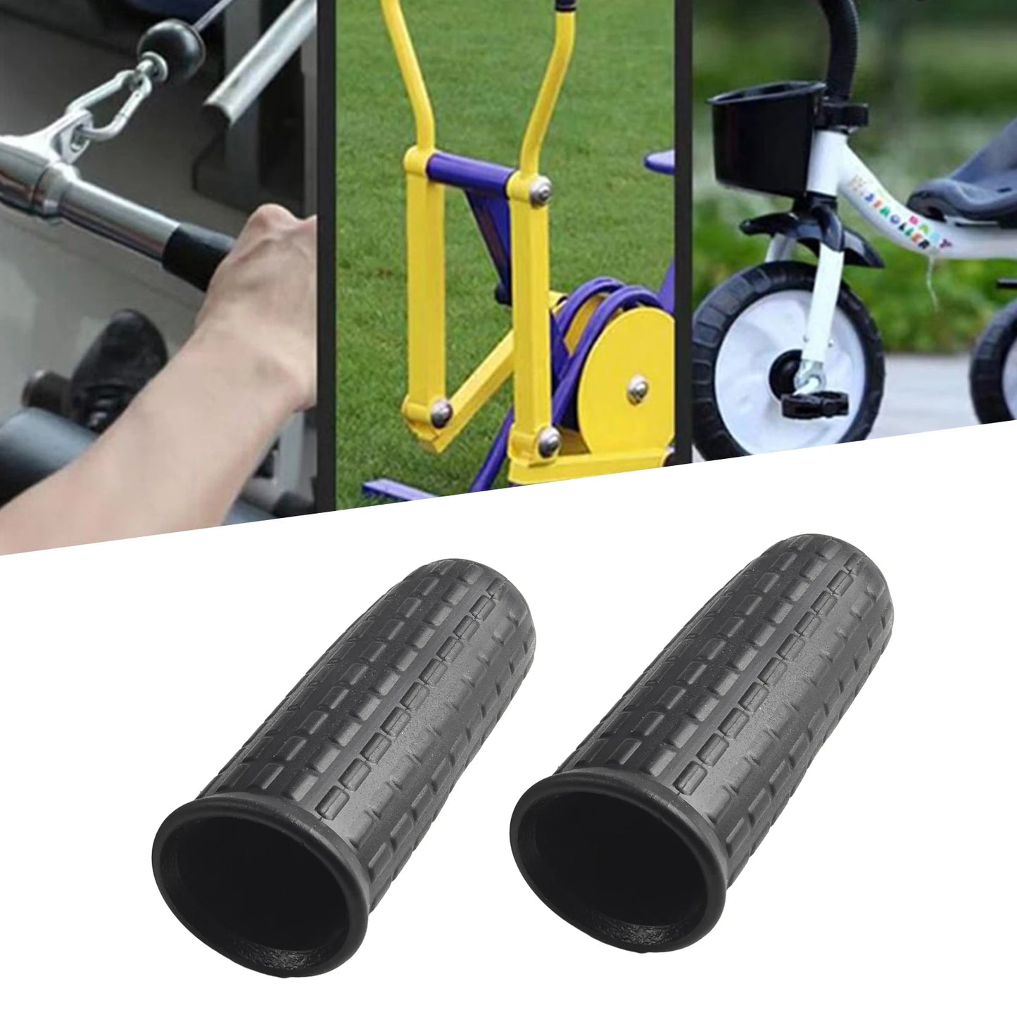 2pcs Wheelbarrow Handles Rubber Round Tubes Anti-skid Shock Absorption Universal Weatherproof Replacement Handle Cover