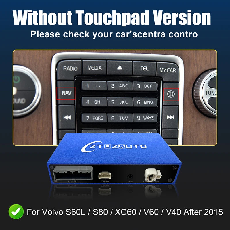 Wireless Apple CarPlay For VOLVO 7‘’ S60 S80 XC60 V60 V40 S60L 2015-2019 Car Play Android Auto Box Mirror Front View Rear Camera