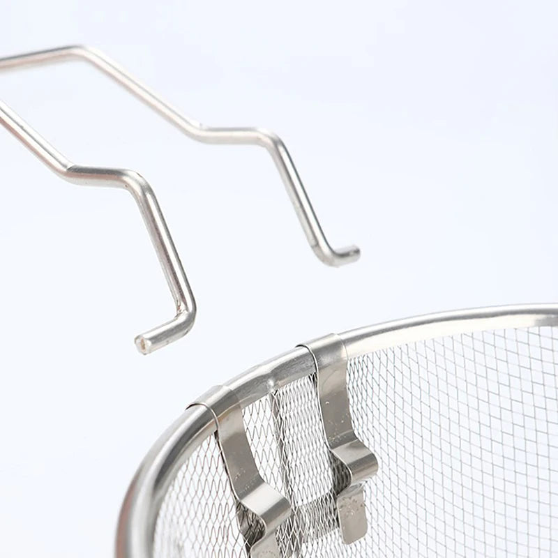 French Chip Frying Strainer Basket Stainless Steel Deep Fry Basket Kitchen Round Fryer Wire Mesh With Handle Wire Colander Nets