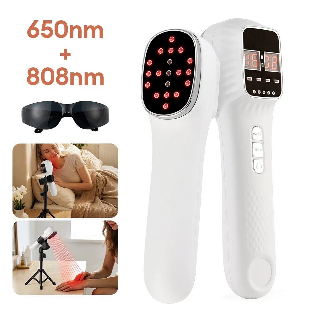 New 650nm 808nm Handheld Facial Body Red Light LED Laser Therapy Beauty Device Anti Aging Wrinkle Acne Body Fatigue Relief Healt