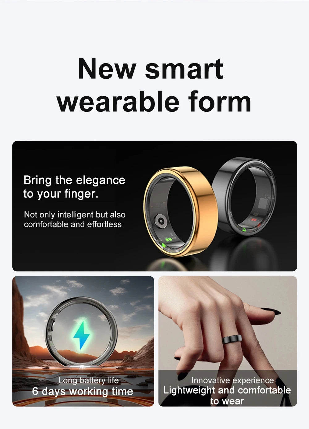 Smart Ring 2024 For Men Women IP68 3ATM Waterproof Multi-sport Mode Smartring R02 Health Monitoring For Xiaomi IOS Accessory