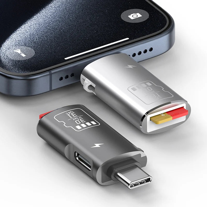 Type C 3.1 High Speed Micro SD TF Memory Card Reader for iPhone 15 Huawei Mobile Phone PD Charging Dongle Charger Cable Adapter