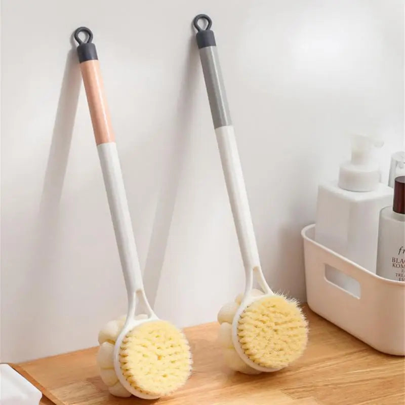 New Sponge Long Soft Hair Bath Brush Doubleside Rub Shower Brush Back Scrubber Exfoliating Tool Brush Bath Supplies