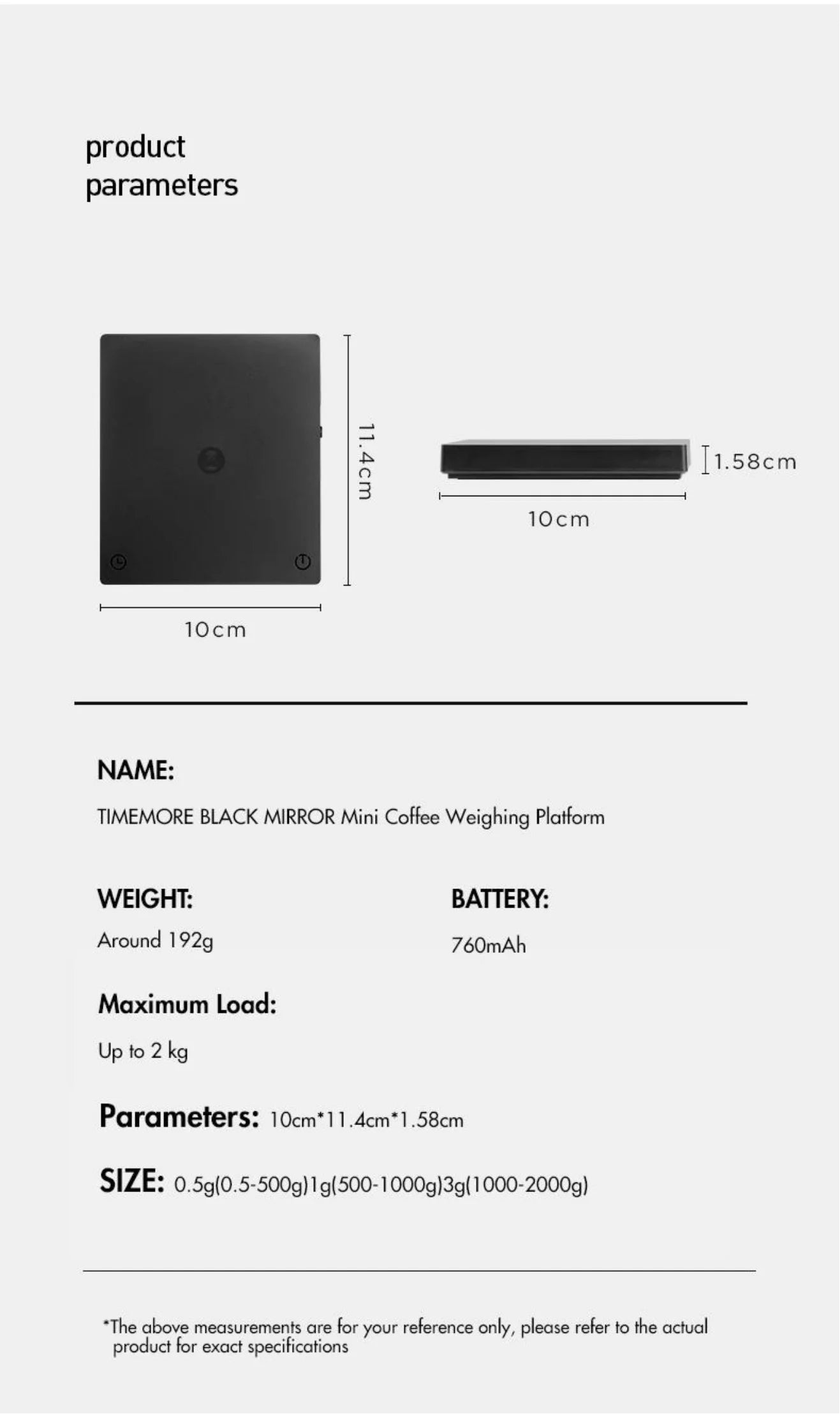TIMEMORE Store Black Mirror Mini New Espresso Coffee Food Kitchen Scale With Time USB Light Weight Digital Scale