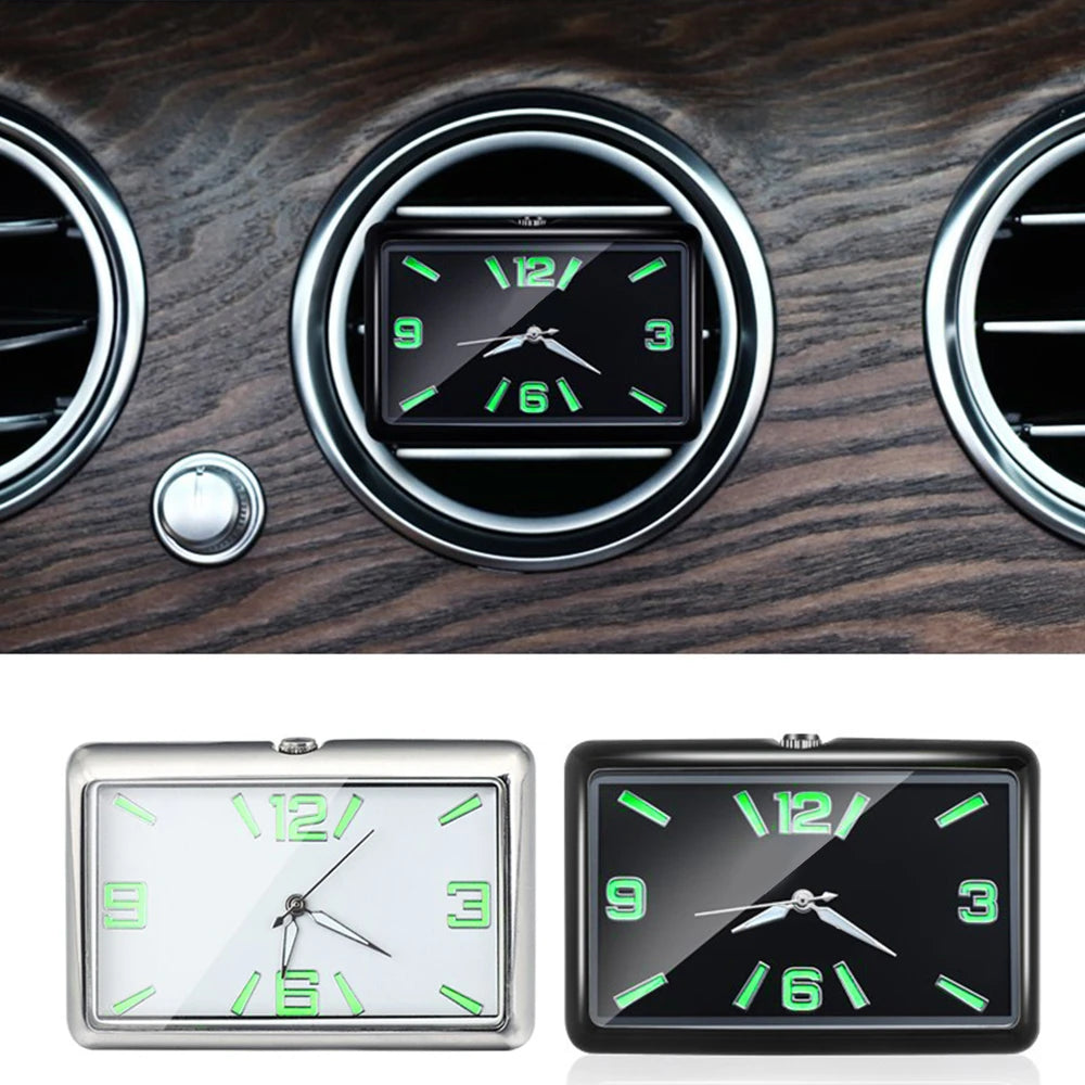 Auto Fashion Square Watch Car Clock Interior Decoration Self-adhesive Electronic Vent Clip Watch Automobile Quartz Clock