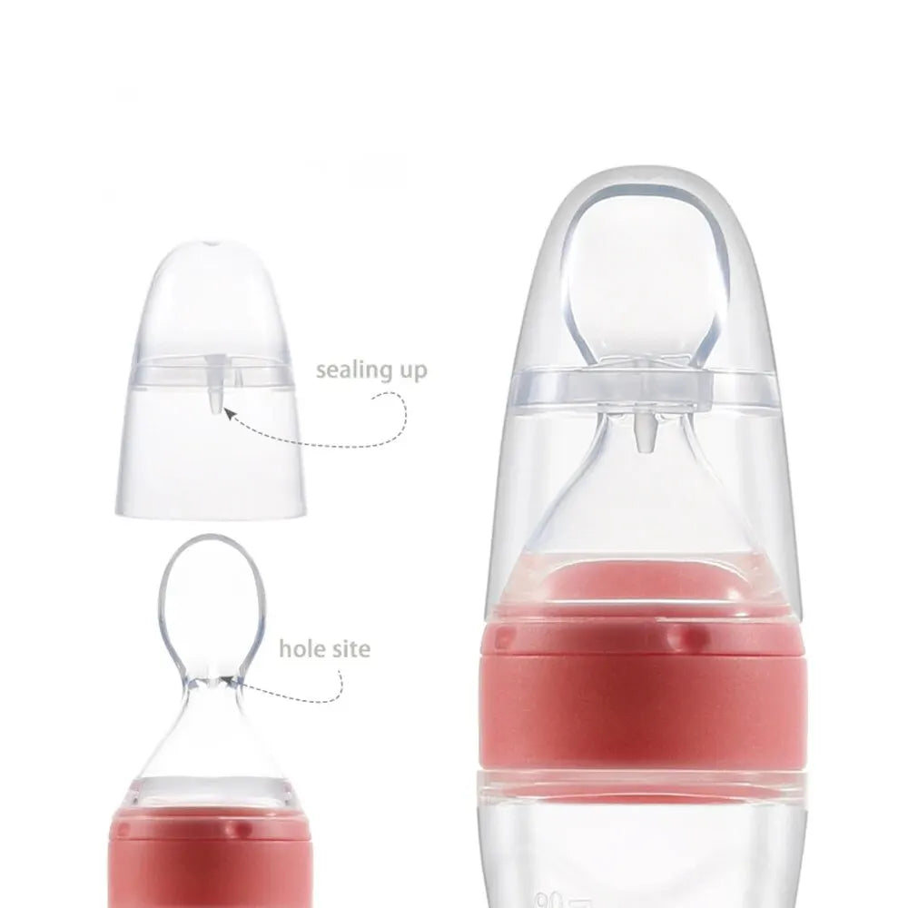 90ML Baby Fruit Feeder Pacifier: Self Feeding Baby Food Feeder for Teething Relief - Squeeze Baby Food Dispensing Spoon