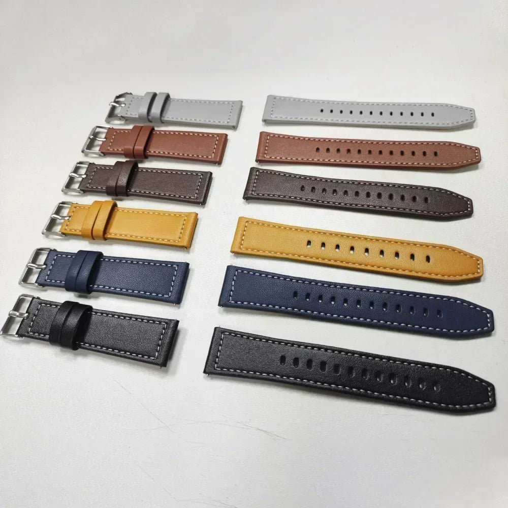 20mm 22mm Strap For Samsung Galaxy watch 7/6/4/5 pro/classic/gear s3/active 2 Soft Leather Wristband for Huawei GT 5 4 3 2 Band