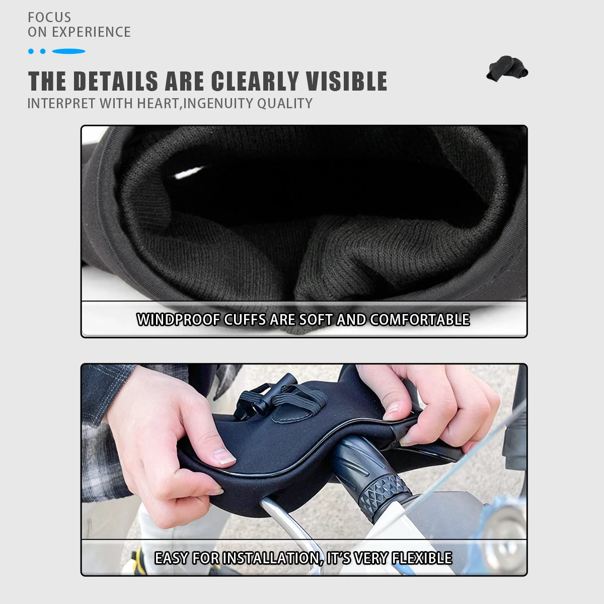 Thick Motorcycle Handlebar Muffs Protective Motorcycle Scooter ATV UTV Winter Warmer Gloves Grip Handle Bar Muff Rainproof Warm