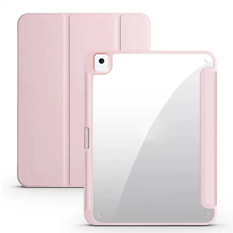 Flip Tablet Cover For iPad 10.2 inch 7th 8th 9th Gen 2019/2020/2021 Air 3 2019 Pro 10.5 inch Acylic Back Case With Pencil Holder