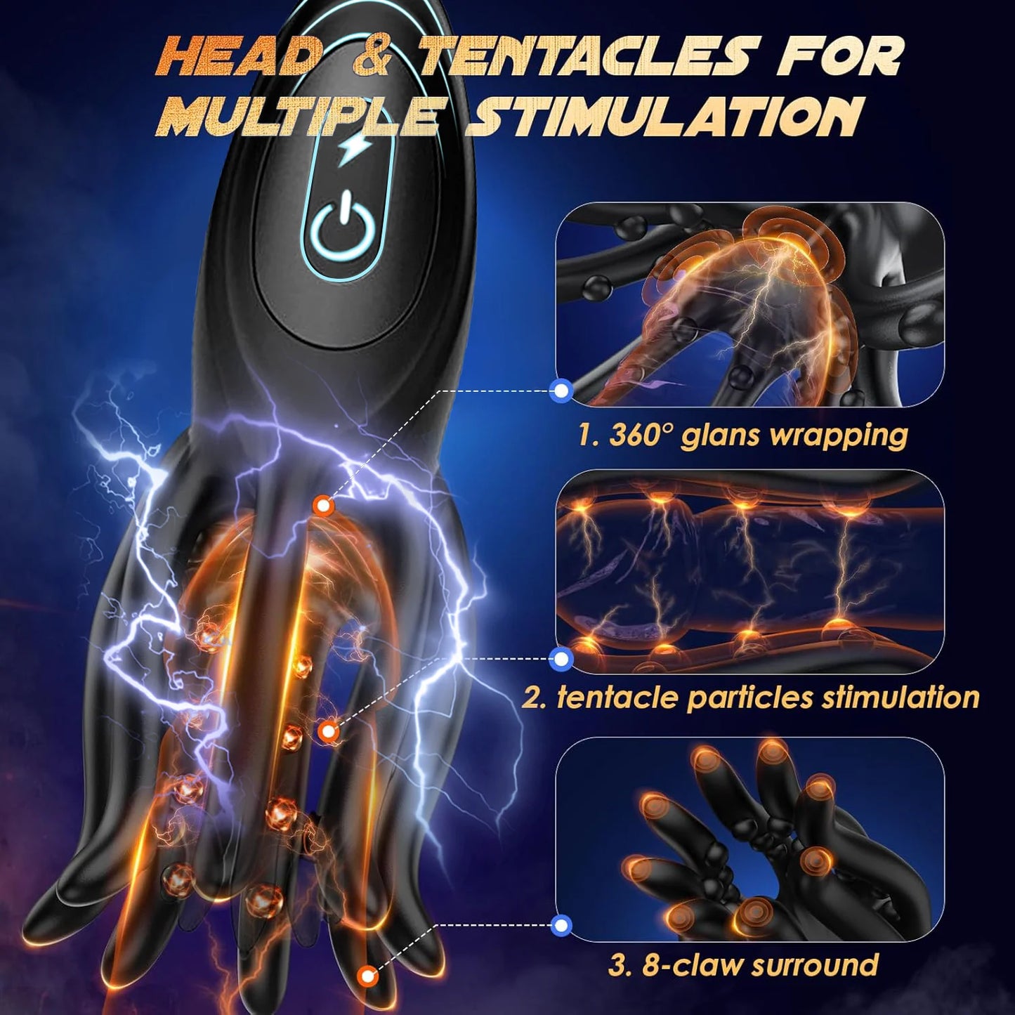 Male Masturbator Eelectroshock Tentacle Shaped Penis Vibrator 360° Wrapping Prostate Massager Handheld Adult Sex Toys for Men 18