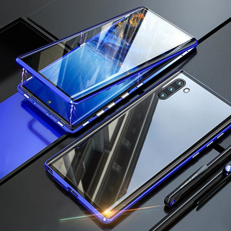 New 360 Protect Magnetic Case For Samsung Galaxy S24 S25 Ultra S23 S22 S21 S20 S23 FE S9 S10 Note 8 9 20 A72 Sided Glass Back