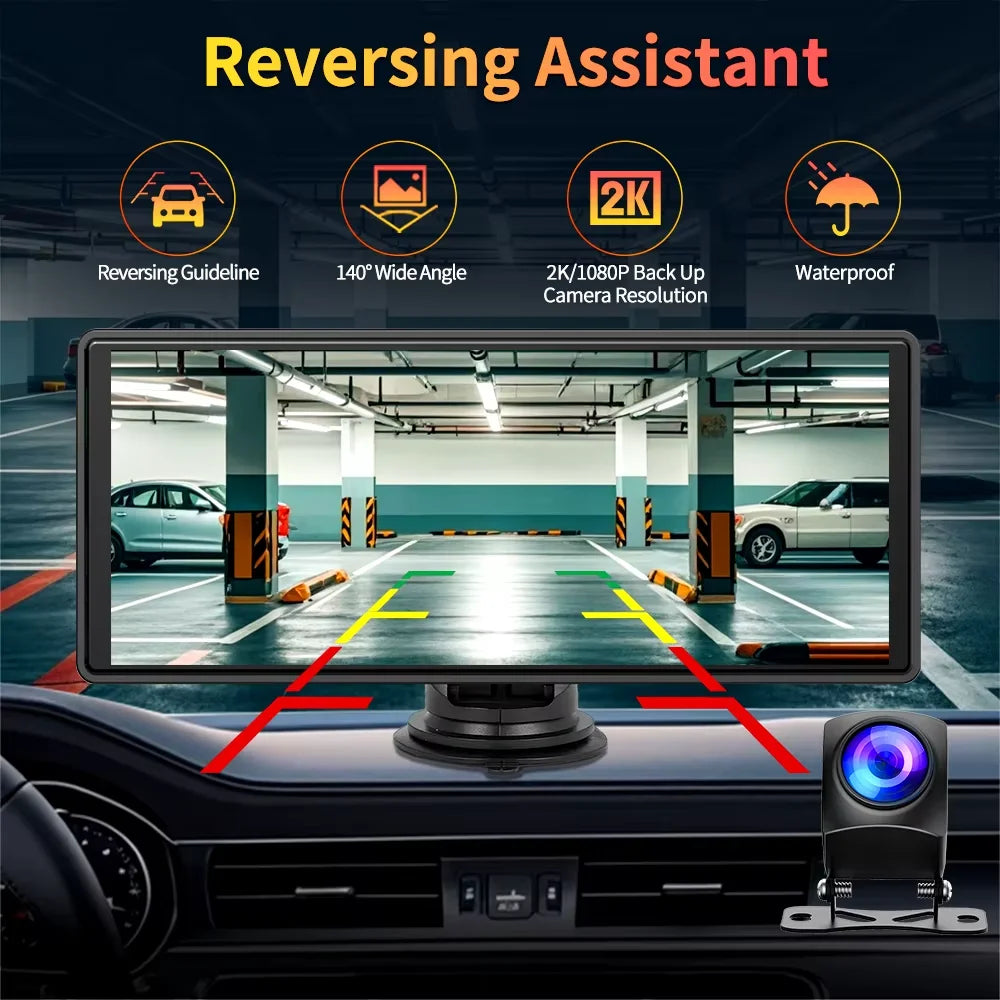 Imagebon 10.26 Inch Android 13 8 Core Rearview Mirror Camera CarPlay & Android Auto Dash Cam 5G WiFi Bluetooth GPS Navigation