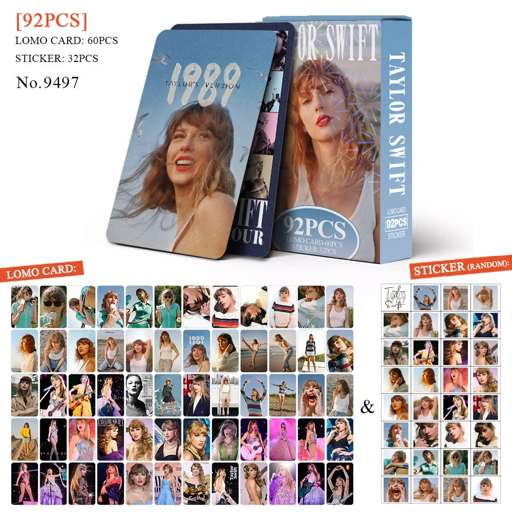 60+32Pcs/Set Taylor Photo Card European American Star Album Small Card Double-sided LOMO Card Fan Collection Card Book