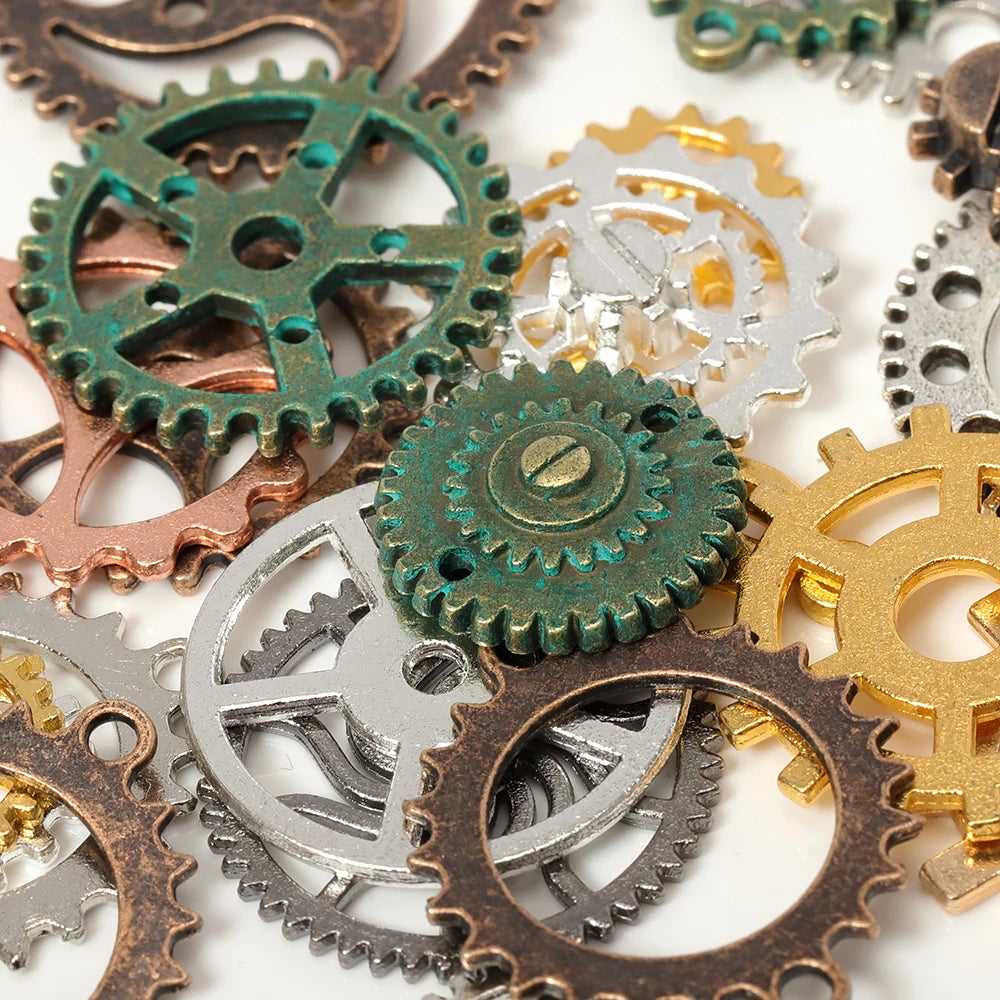 50g Mixed Steampunk Gears Cogs Charms Pendant DIY Crafts Jewelry Making