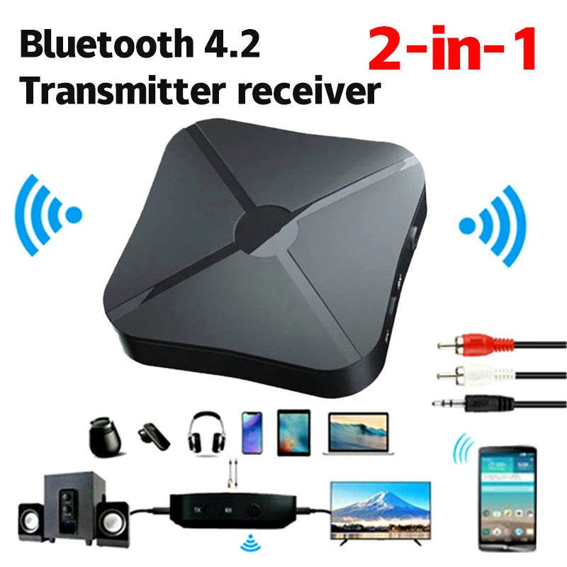 KN319 Bluetooth Transmitter Receiver 2 in 1 Stereo Audio Receiver Converter Wireless Adapter With RCA 3.5MM AUX For Car