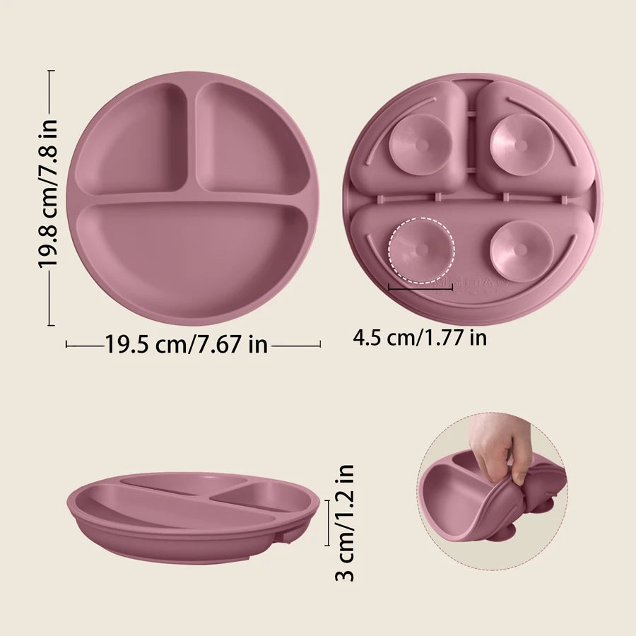 1PCS Baby Sucker Silicone Dining Plate BPA Free Children Dishes Suction Toddle Training Tableware Kids Feeding Bowls Baby Stuff