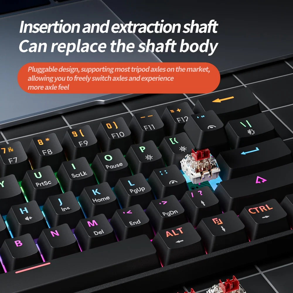 MUCAI 61USB Wired Mechanical Keyboard Red Axis 61 Keys Hot Swappable Interface RGB Lighting Compact Practical Design