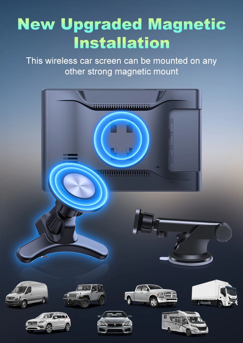 7 inch Portable Multimedia Player Carplay AI Screen IPS Touch Screen GPS Navigation Bluetooth Support Horizontal/Vertical Screen