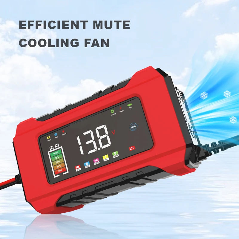 12V 6A Fully Automatic Car Battery Charger Smart Pulse Repair Color Screen for AGM GEL WET Lead Acid Charger LCD Display