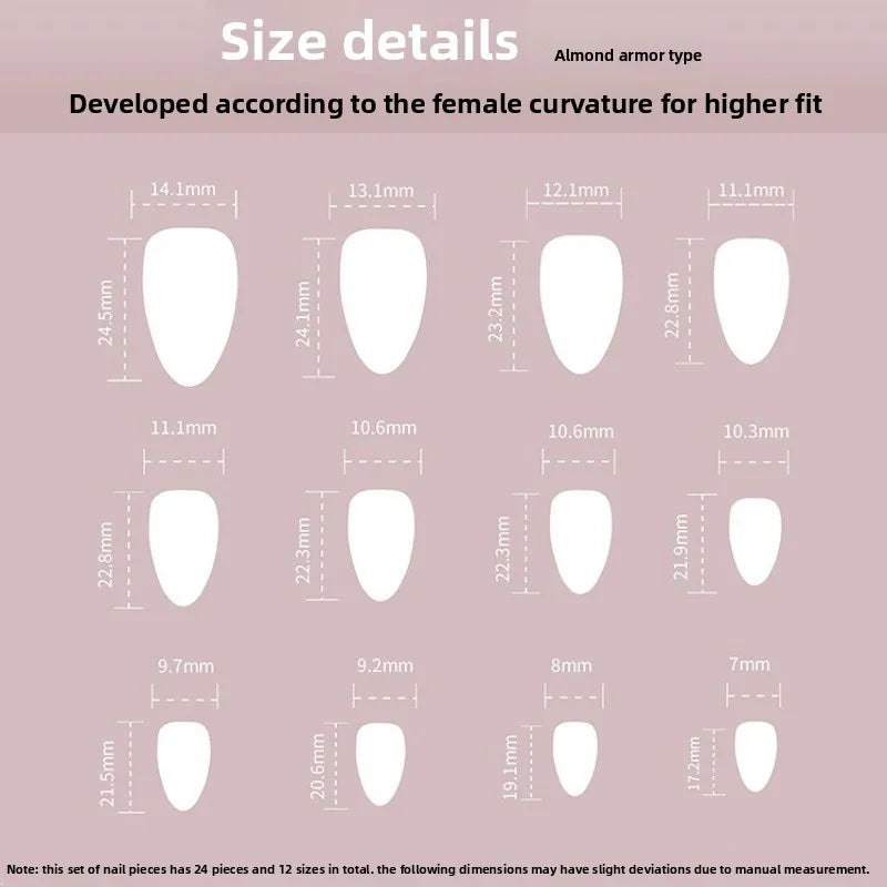 24PCS Droplet Mysterious Purple Cat Eye Press On Nail Full Cover Detachable Press On Nail Spice Girl Wearable Almond False Nail