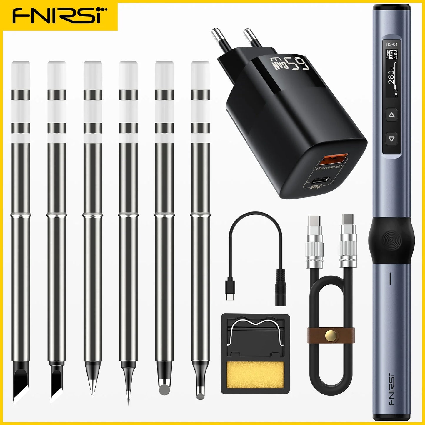 FNIRSI HS-01 Smart Soldering Station 65W 96W Electric Soldering Iron Adjustable Constant Temperature Fast Heat Solder Iron Kit