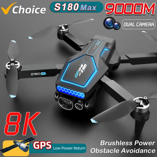 S180 GPS Drone 5G Wifi 8K HD Dual ESC Camera Optical Flow 360° Obstacle Avoidance Brushless Motor RC Foldable Quadcopter Toys