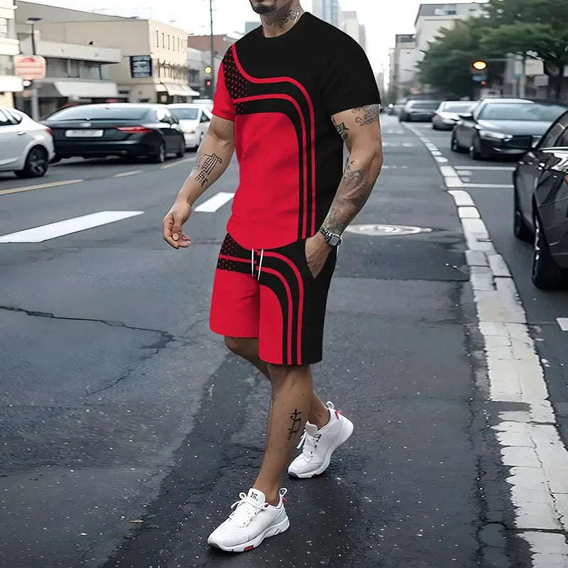 Summer Men's Loose Short-sleeved Shirts Sweaty Quick-drying Shorts Men's Classic Sports Suit Large Size Office Two-piece Set
